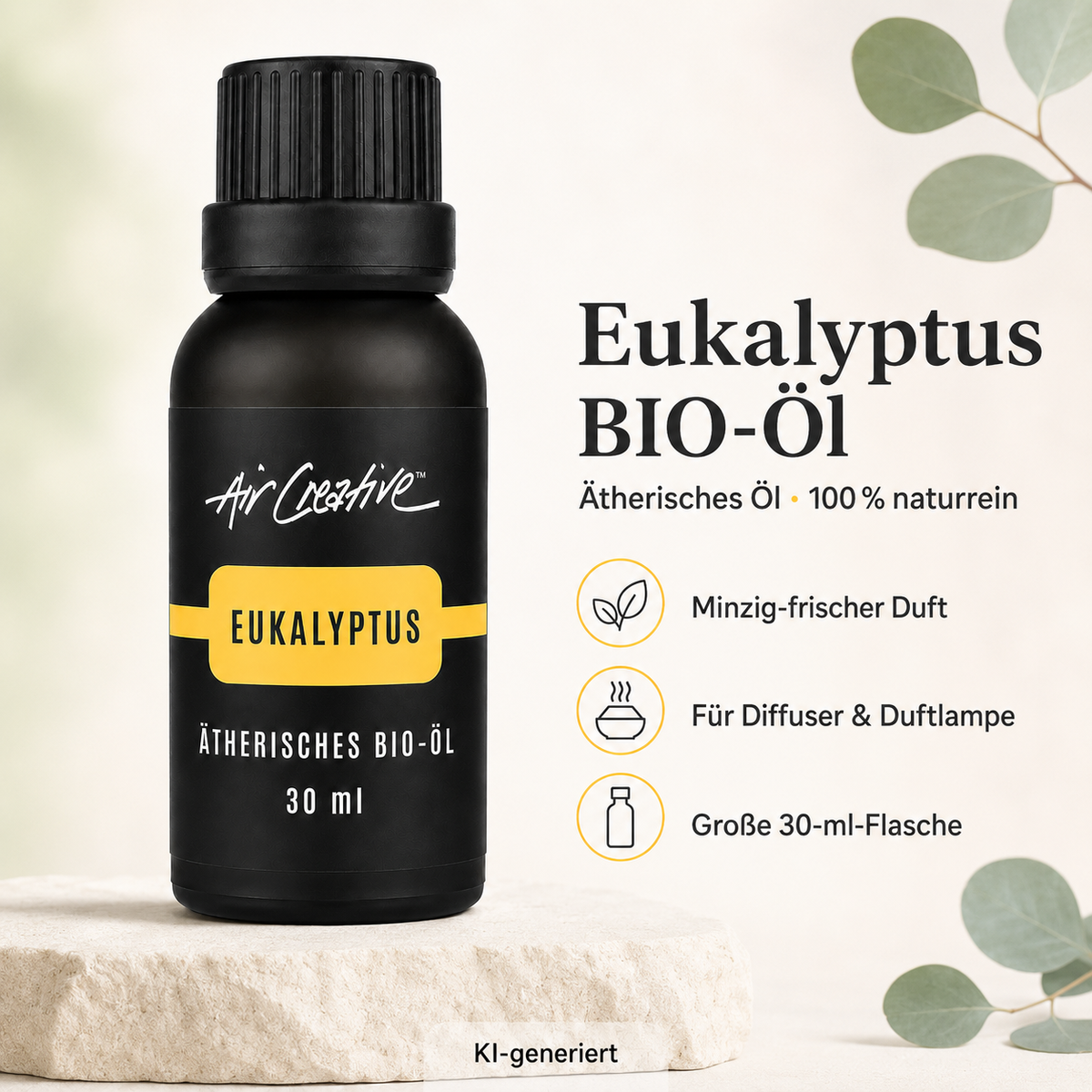 Ätherisches BIO-Öl "Eukalyptus" 30ml von Air Creative - Produktübersicht mit den wichtigsten Eigenschaften