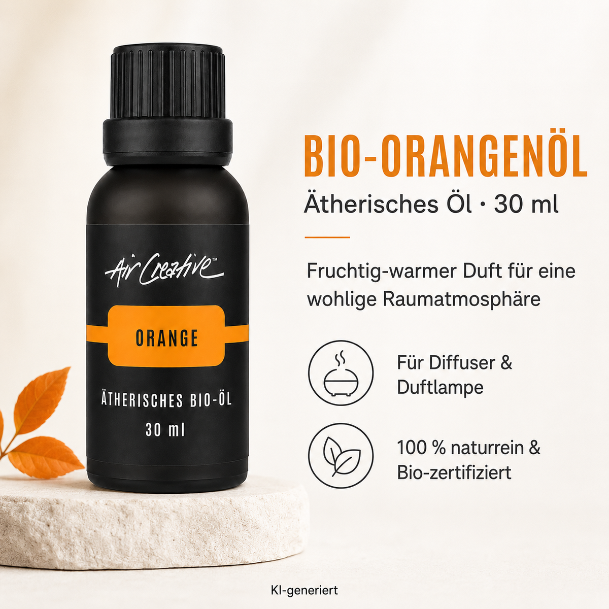 Ätherisches BIO-Öl "Orange" 30ml von Air Creative - Produktübersicht mit den wichtigsten Eigenschaften