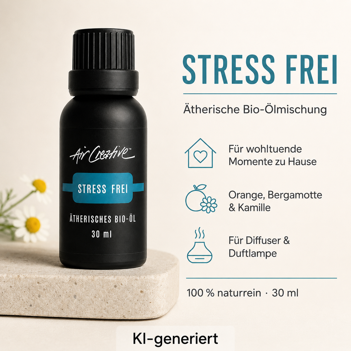 Ätherisches BIO-Öl "Stress frei" 30ml von Air Creative - Produktübersicht mit den wichtigsten Eigenschaften