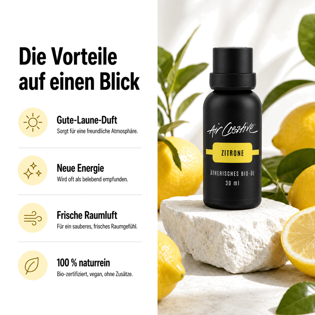 Ätherisches BIO-Öl "Zitrone" 30ml von Air Creative – Vorteile auf einen Blick