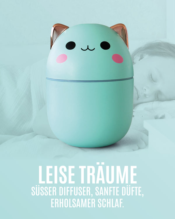Duftknuffel Mini-Kinder-Diffuser mit Nachtlicht und 10ml Ätherischem Bio-Öl Deiner Wahl - Withey / Träum schön