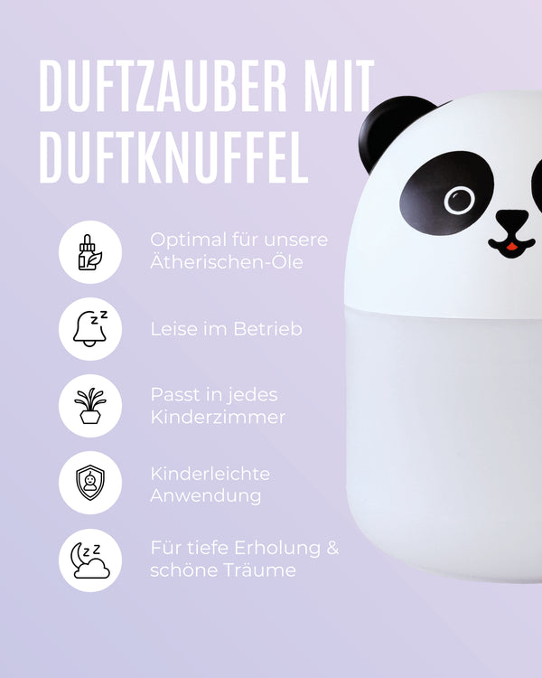 Duftknuffel Mini-Kinder-Diffuser mit Nachtlicht und 10ml Ätherischem Bio-Öl Deiner Wahl - Withey / Träum schön