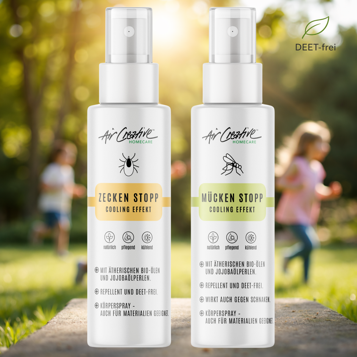 Insektenschutz Set DEET-frei – Mückenspray & Zeckenspray – Outdoor & Reise – für Kinder & Familie – 2x100ml