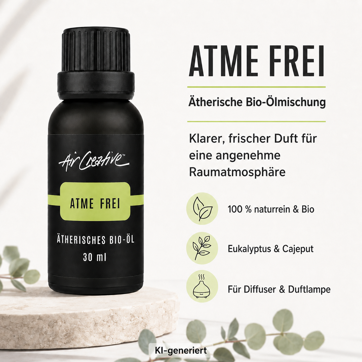 Ätherisches BIO-Öl "Atme frei" 30ml von Air Creative - Produktübersicht mit den wichtigsten Eigenschaften