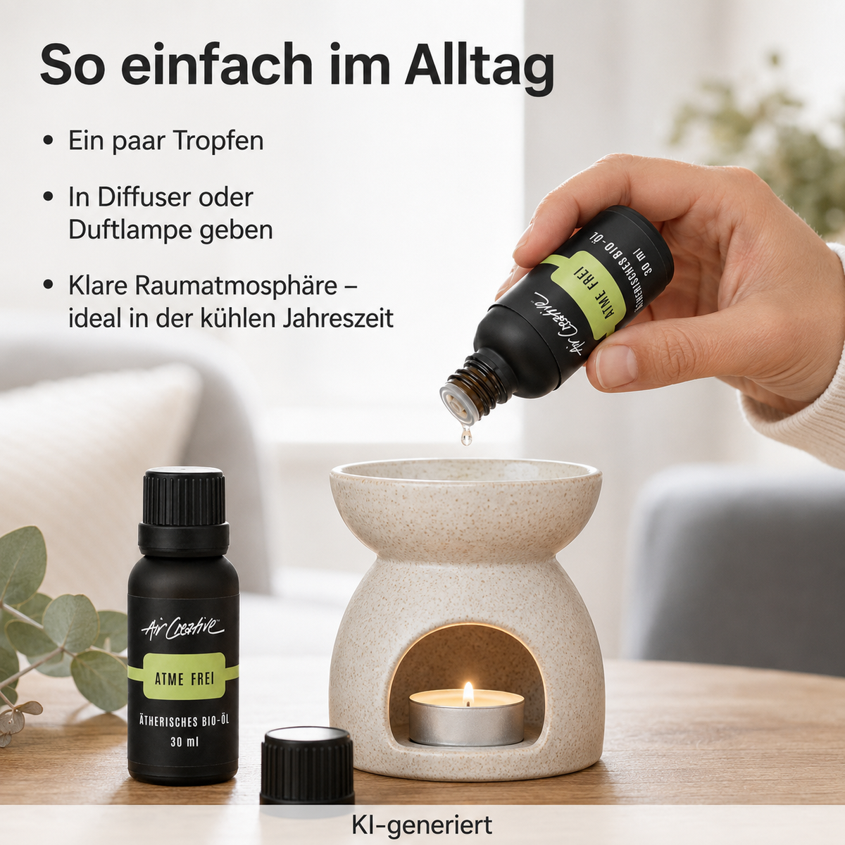 Ätherisches BIO-Öl "Atme frei" 30ml von Air Creative - Anwendung Schritt für Schritt