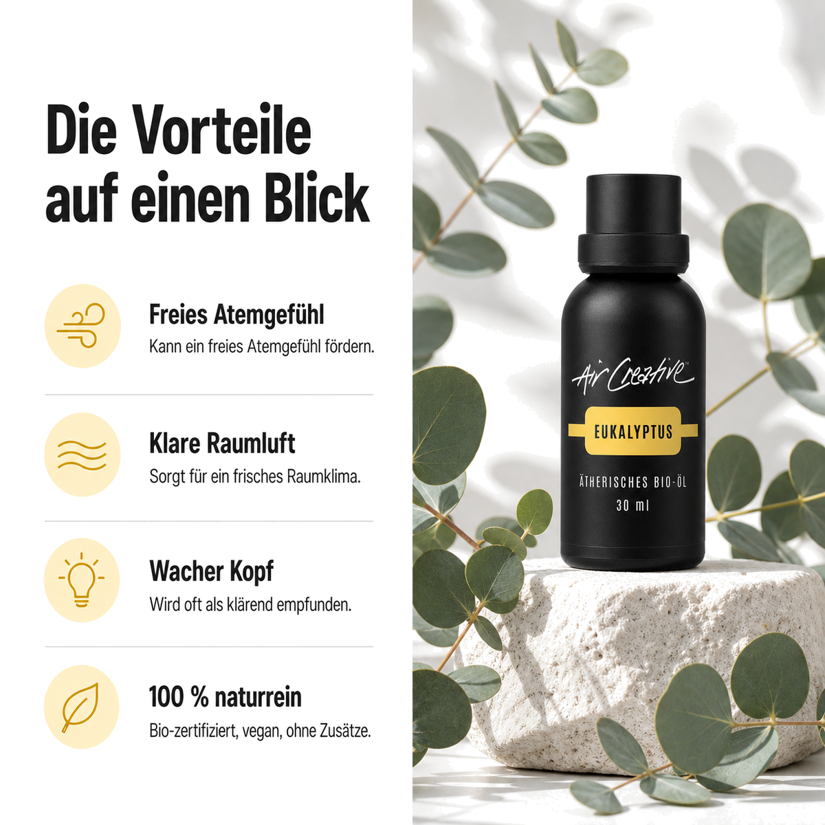 Ätherisches BIO-Öl "Eukalyptus" 30ml von Air Creative – Vorteile auf einen Blick