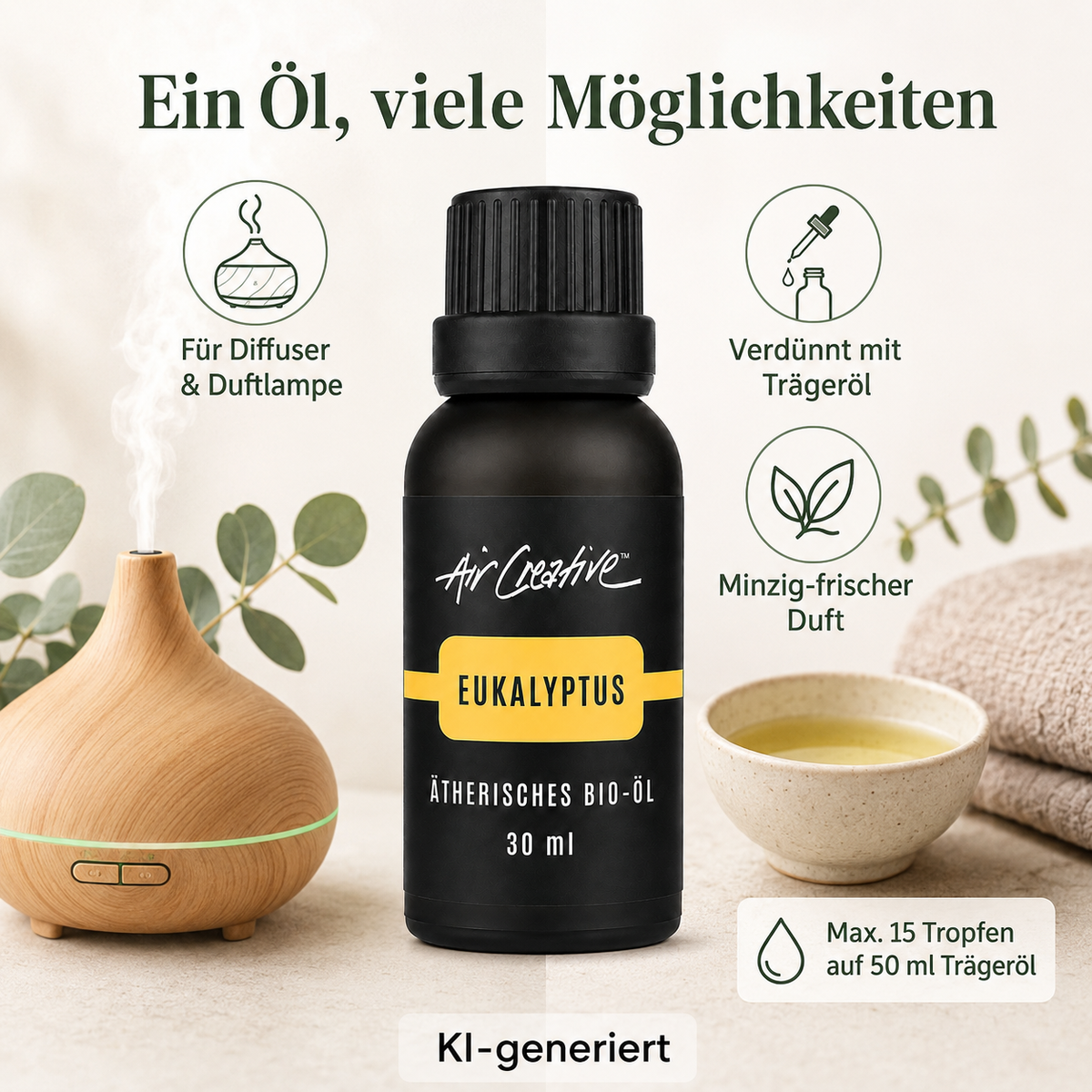 Ätherisches BIO-Öl "Eukalyptus" 30ml von Air Creative - Zusammensetzung und Eigenschaften