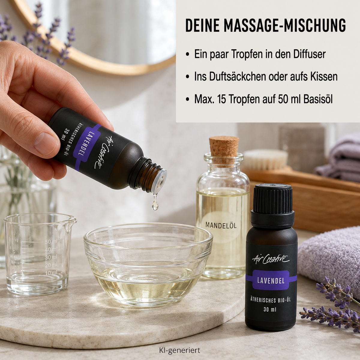 Ätherisches BIO-Öl "Lavendel" 30ml von Air Creative - Anwendung Schritt für Schritt