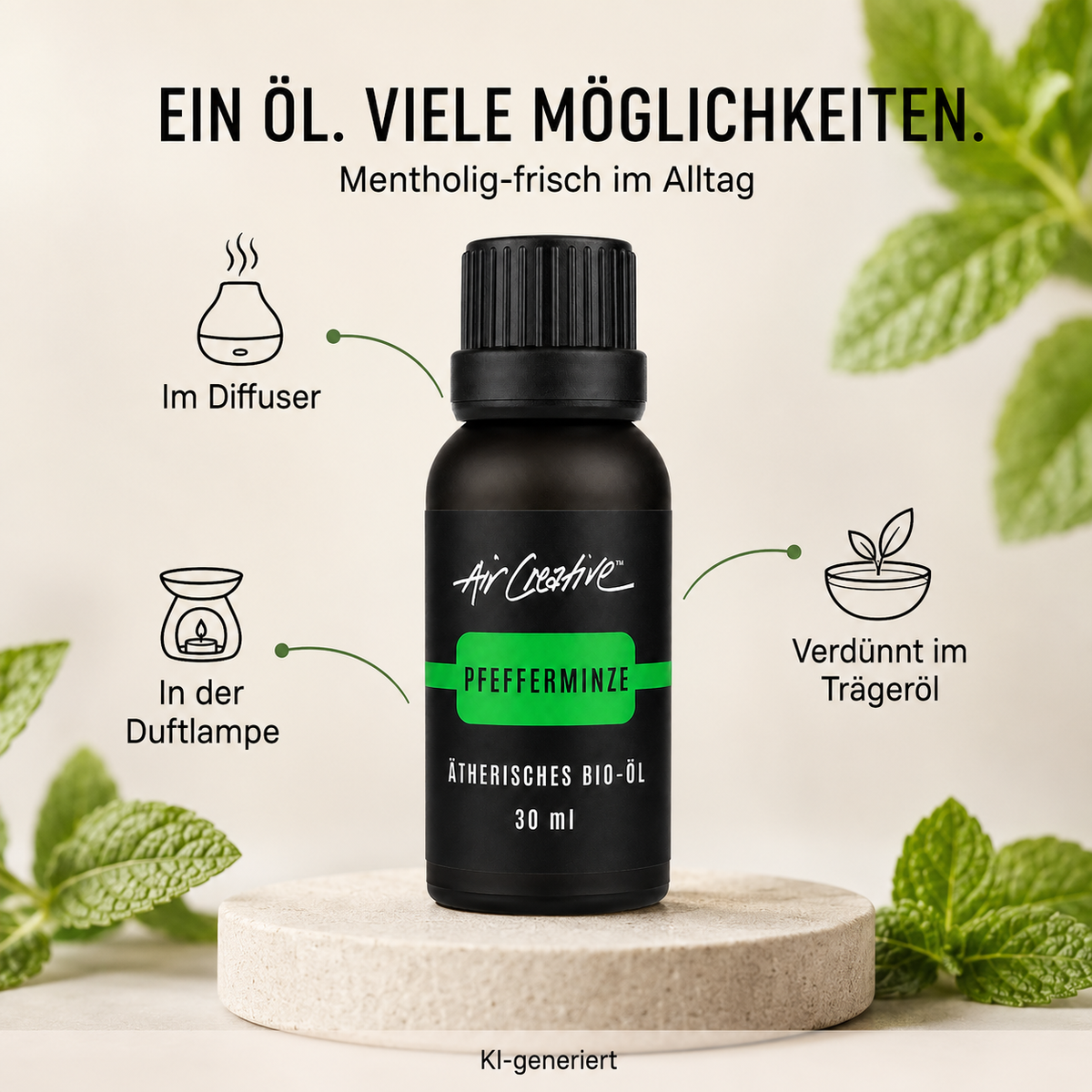 Ätherisches BIO-Öl "Pfefferminze" 30ml von Air Creative - Zusammensetzung und Eigenschaften