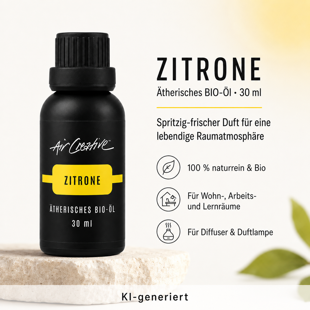 Ätherisches BIO-Öl "Zitrone" 30ml von Air Creative - Produktübersicht mit den wichtigsten Eigenschaften