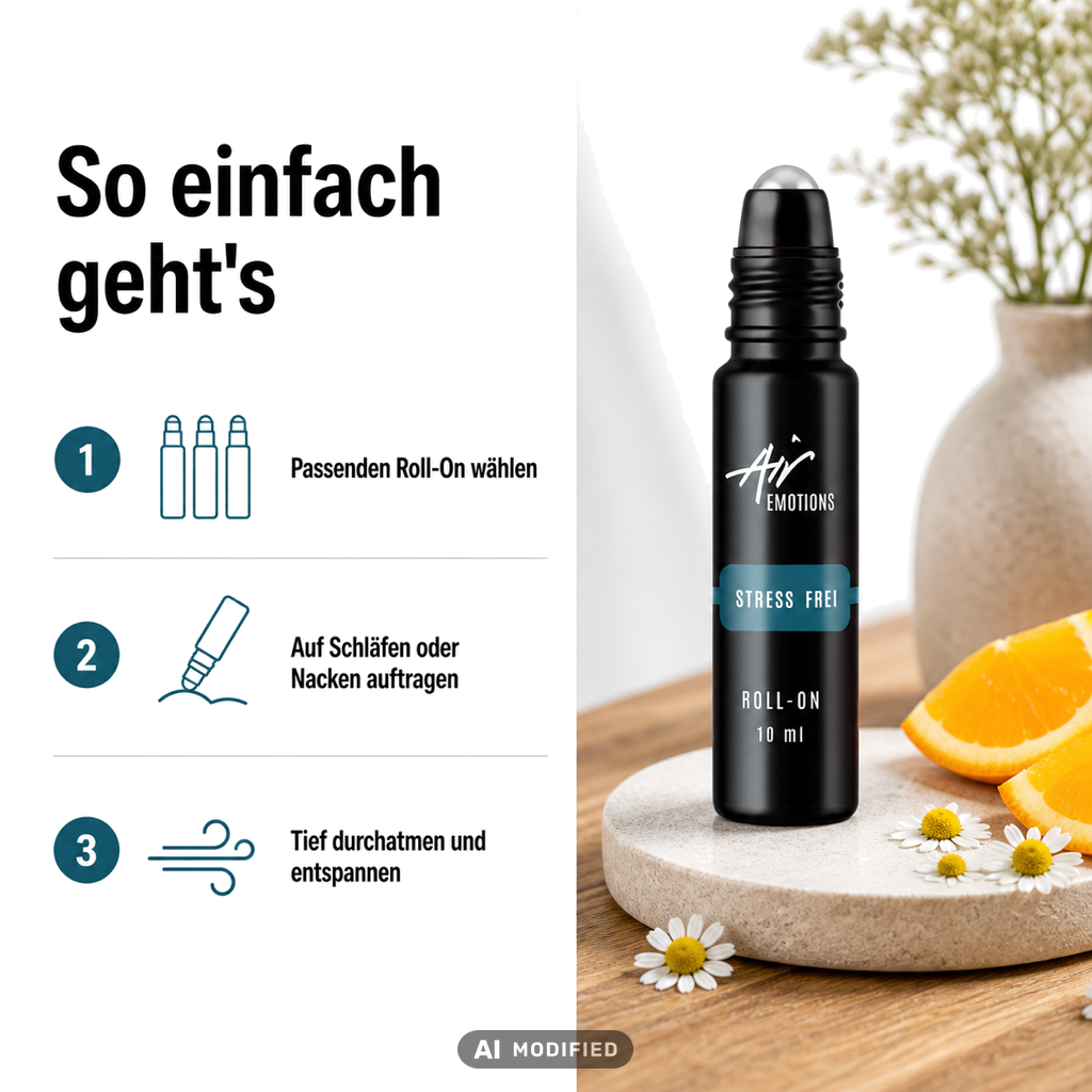 So einfach geht's: Roll-On wählen, auf Schläfen oder Nacken auftragen, tief durchatmen und entspannen