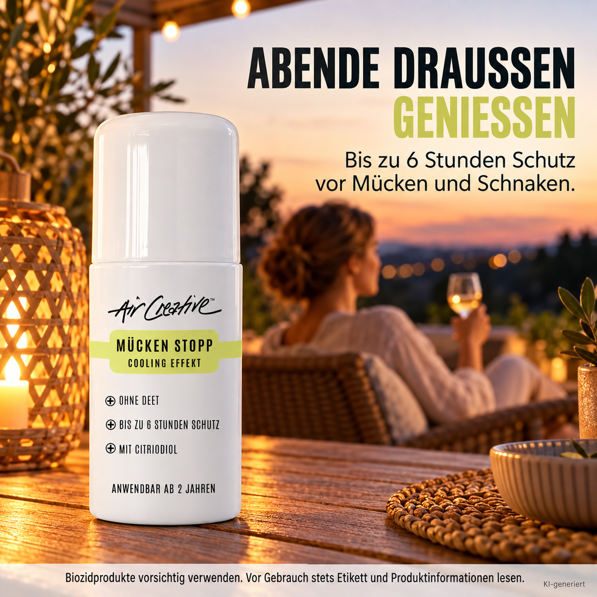 Roll-On Mücken Stopp für Abende draußen auf der Terrasse
