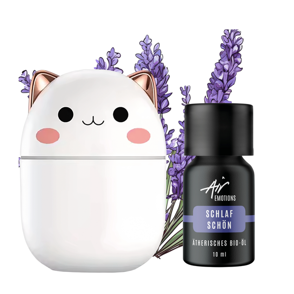 Duftknuffel Mini-Kinder-Diffuser mit Nachtlicht und 10ml Ätherischem Bio-Öl Deiner Wahl - Withey / Träum schön