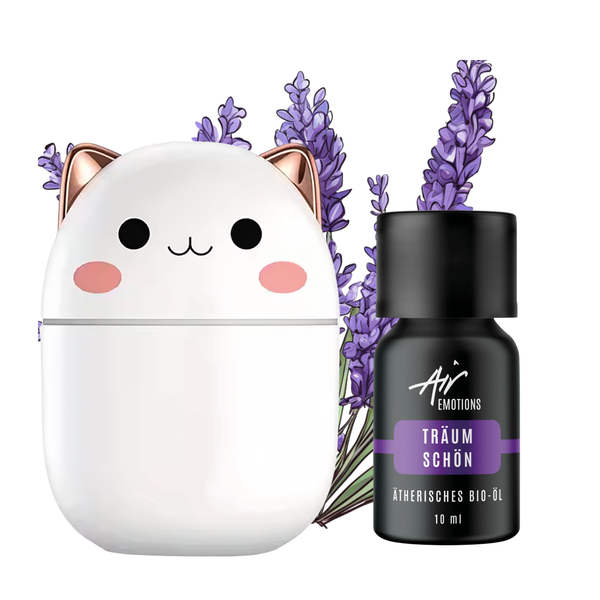 Duftknuffel Mini-Kinder-Diffuser mit Nachtlicht und 10ml Ätherischem Bio-Öl Deiner Wahl - Withey / Träum schön